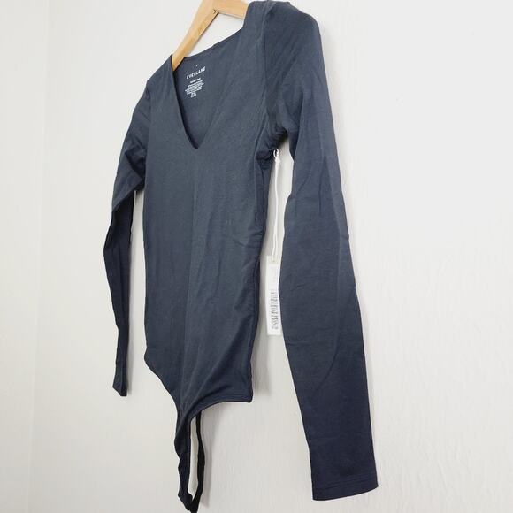 NEW Everlane Black V-Neck Long Sleeve Thong One-Piece Bodysuit - Picture 7 of 11